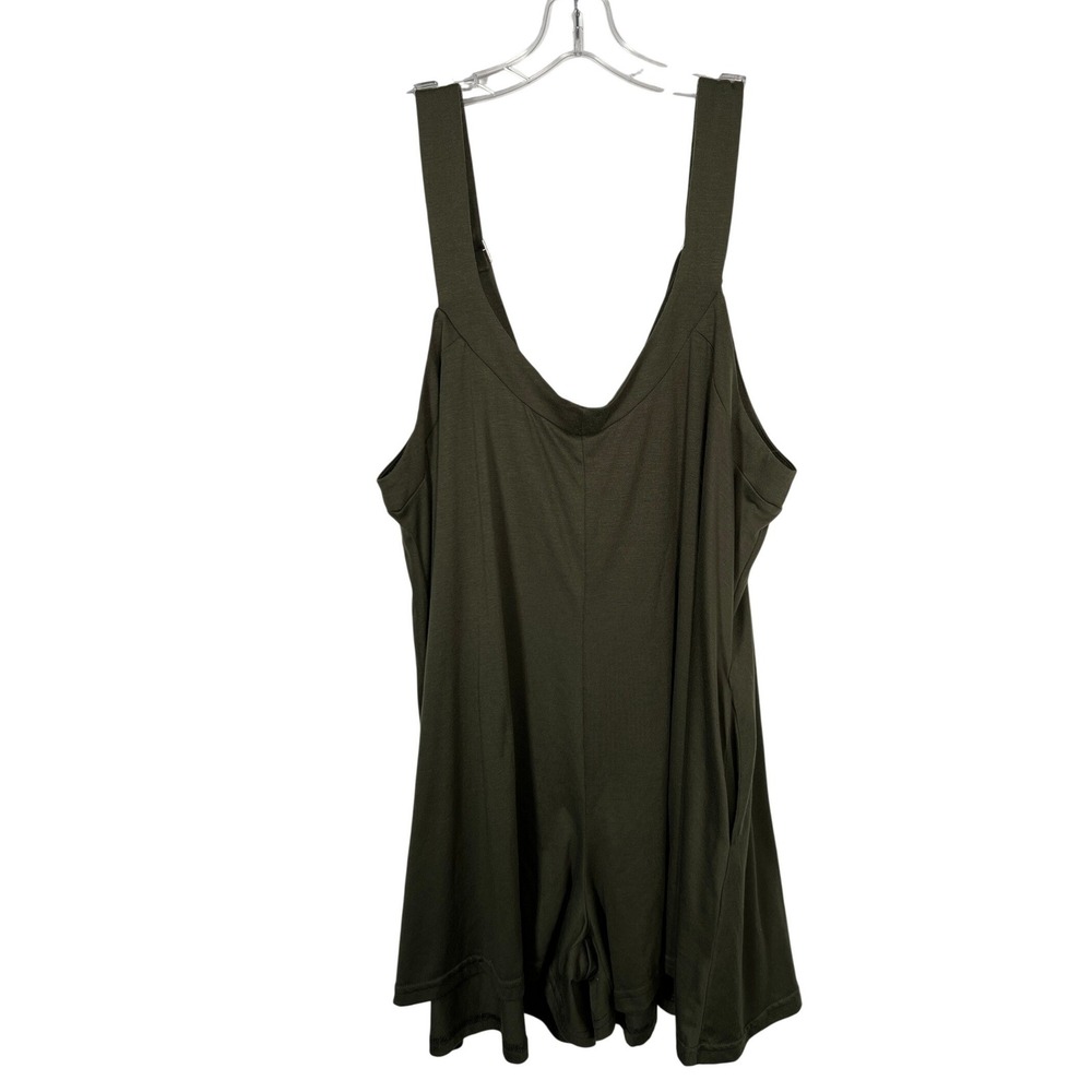 Olive Green Overall‎ Shorts Knit Romper Casual Plus Size 14-16